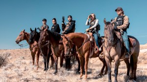 "Zone of Death" -- Coverage of the CBS Original Series MARSHALS, scheduled to air on the CBS Television Network. Pictured (L-R): Tatanka Means as Miles, Ash Santos as Andrea, Logan Marshall-Green as Pete Calvin, Arielle Kebbel as Belle, and Luke Grimes as Kayce Dutton. Photo: Sonja Flemming/CBS ©2025 CBS Broadcasting, Inc. All Rights Reserved.