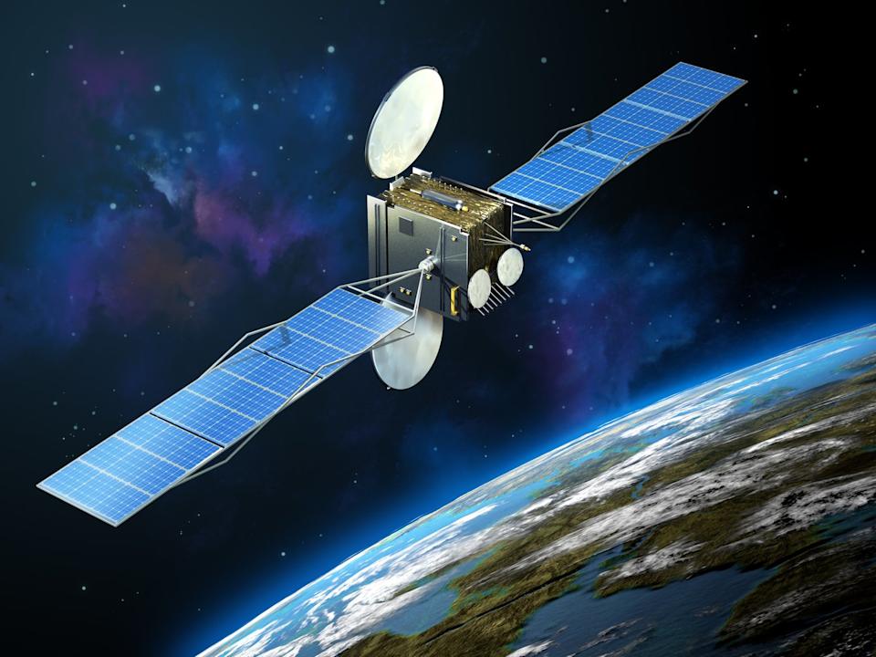 A satellite orbiting planet Earth.