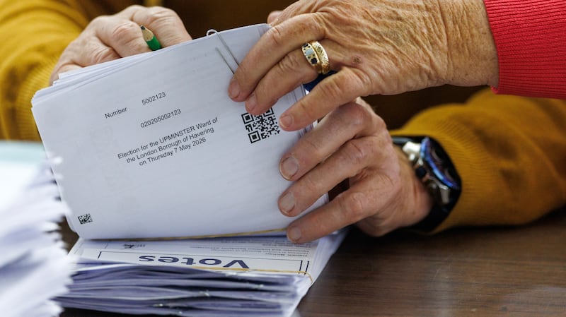 Election staff count votes during the Havering local council election in Romford, England. Photograph: Dan Kitwood/Getty Images