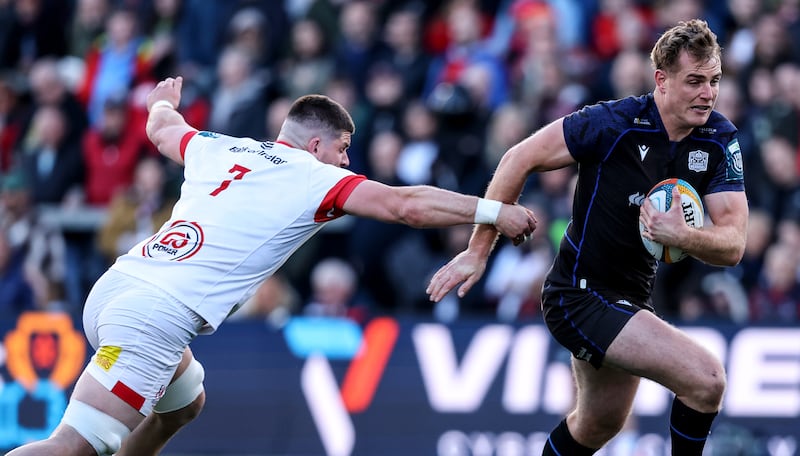 Stafford McDowall makes a break to score Glasgow's first try. Photograph: Ben Brady/Inpho