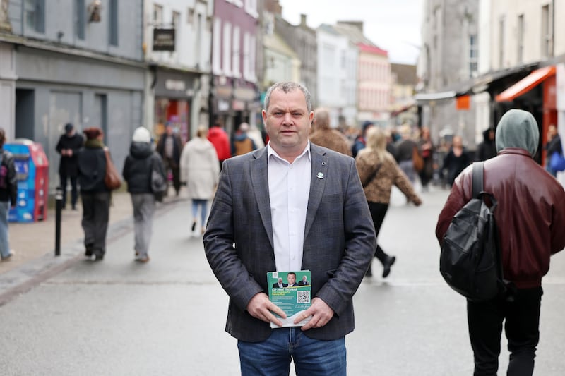Noel Thomas canvasses on Galway's William Street.
Photograph: Alan Betson/The Irish Times