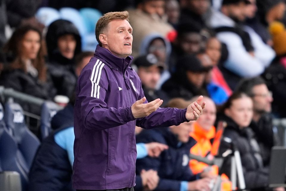 Manchester United Under-18s head coach Darren Fletcher on the touchline during the FA Youth Cup final at the Joie Stadium, Manchester. Photo: Peter Byrne/PA Wire