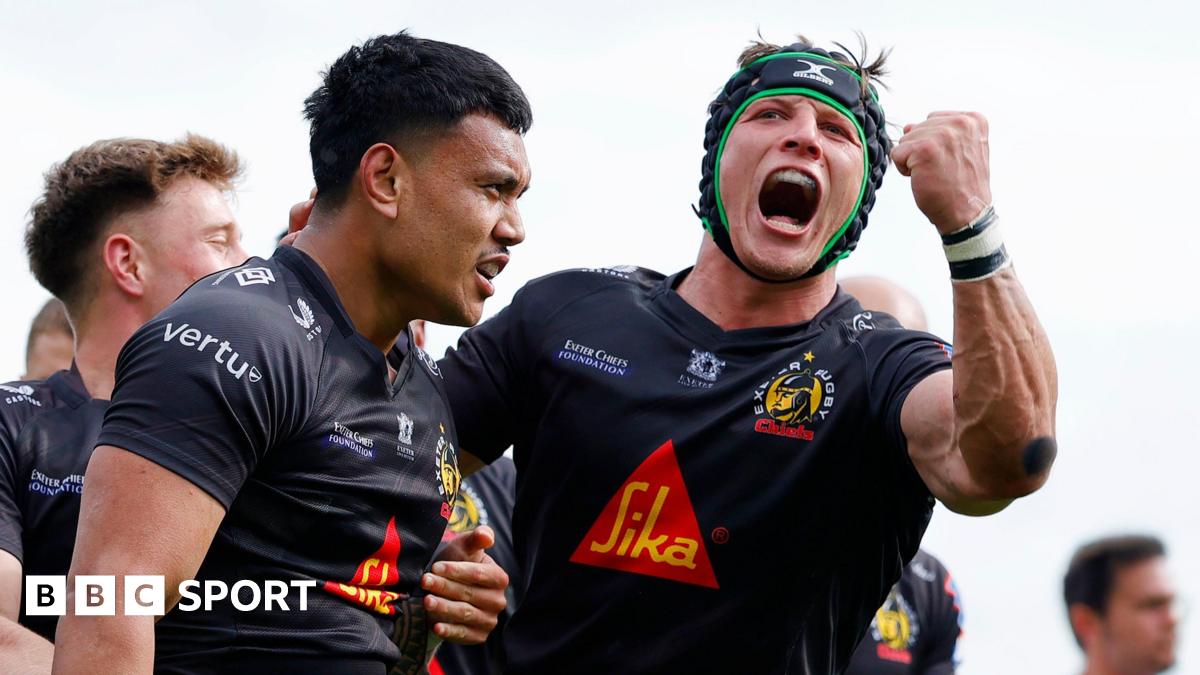 Len Ikitau celebrates scoring for Exeter