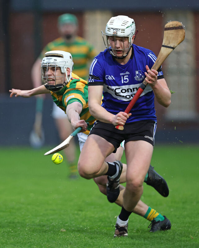  Colm McCarthy, Sarsfields, in action against James Ryan, Blackrock. Picture: Jim Coughlan.