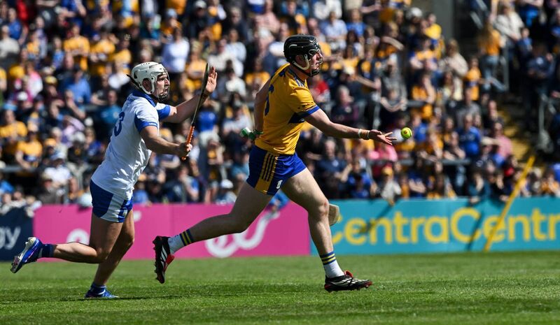 Niall O'Farrell of Clare is tackled by Dessie Hutchinson of Waterford during the Munster Senior Hurling Championship. Pic: Ray McManus/Sportsfile