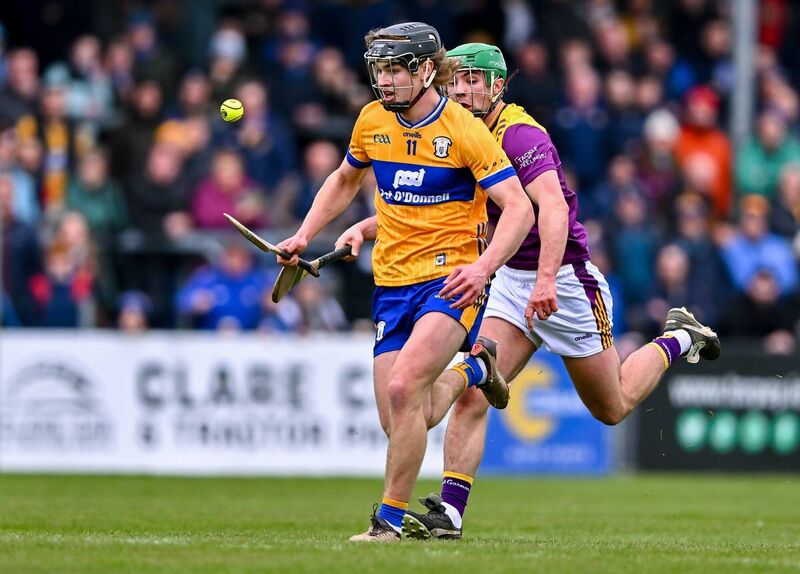 Diarmuid Stritch of Clare in action against Richie Lawlor of Wexford during the National Hurling League. Pic: Piaras Ó Mídheach/Sportsfile