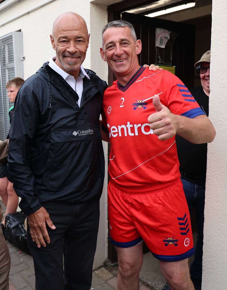 Former Ireland international soccer player Paul McGrath and former jockey Davy Russell. Picture: INPHO/James Crombie
