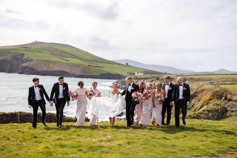Melanie Murphy and Adrian Enright with their wedding party. Pictures: Padraig Healy Photography