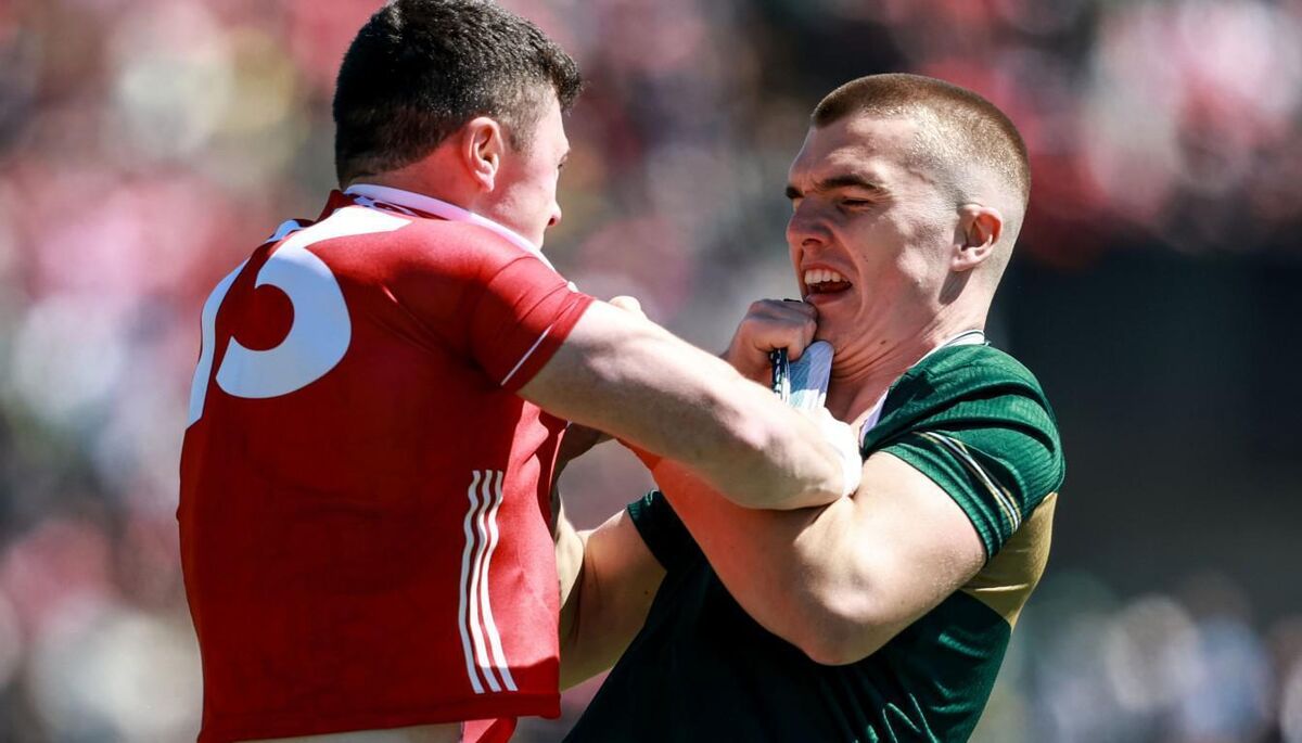 Cork ’s Mark Cronin and Dylan Casey of Kerry tussle. Pic: ©INPHO/Dan Sheridan