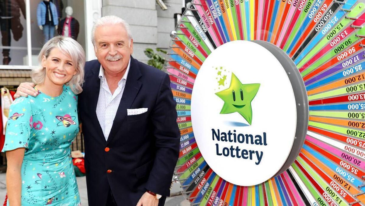 Marty Whelan and Sinead Kennedy in front of the iconic Winning Streak wheel