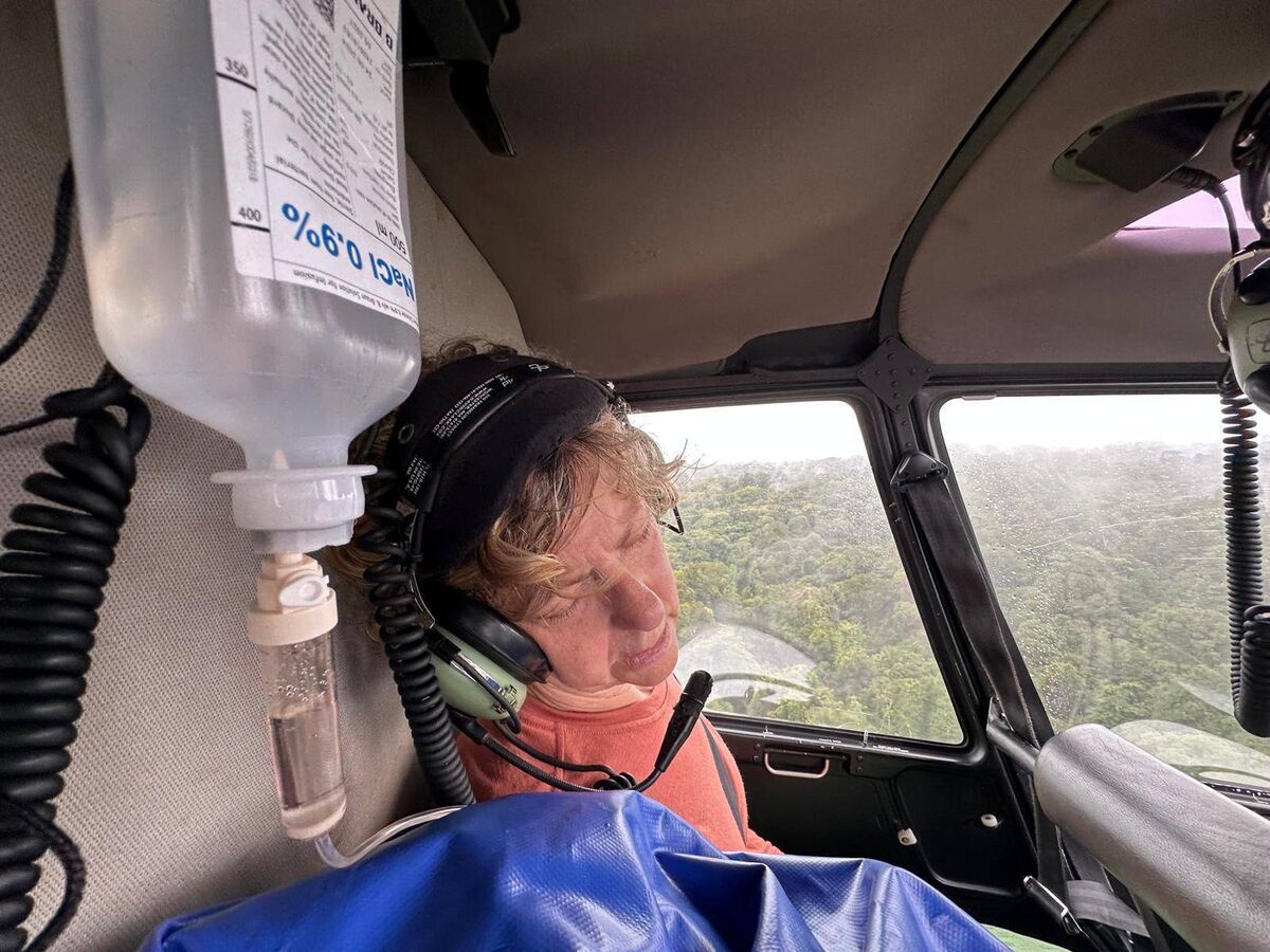 Rachel Gotto being airlifted to hospital in Suriname. “I had lost touch with reality at this stage," she says, "because I remember hearing beautiful music and feeling so peaceful"