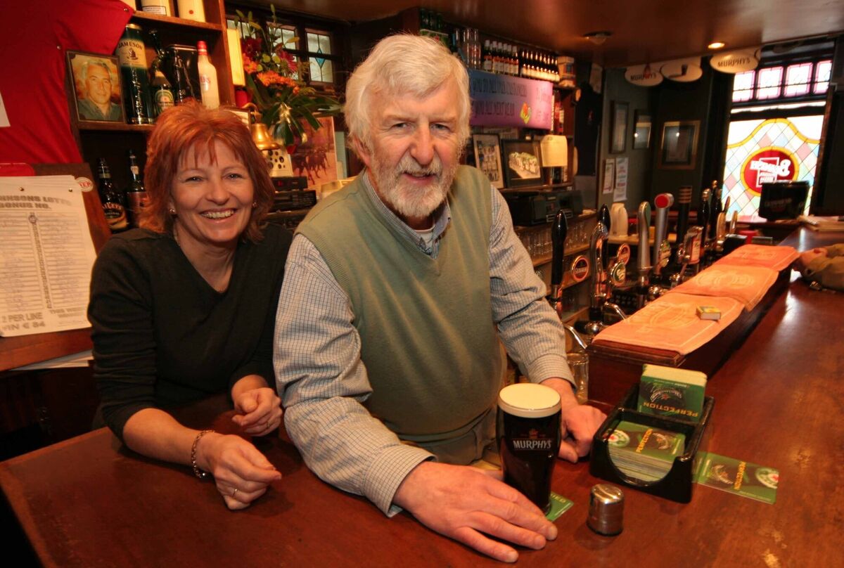 Barry with his wife Mary behind the bar in 2005. The couple met in the pub
