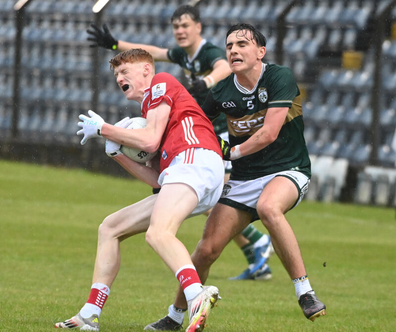 Cork's Éanna Lynch is tackled by Kerry's Danny Murphy. Picture: Eddie O'Hare