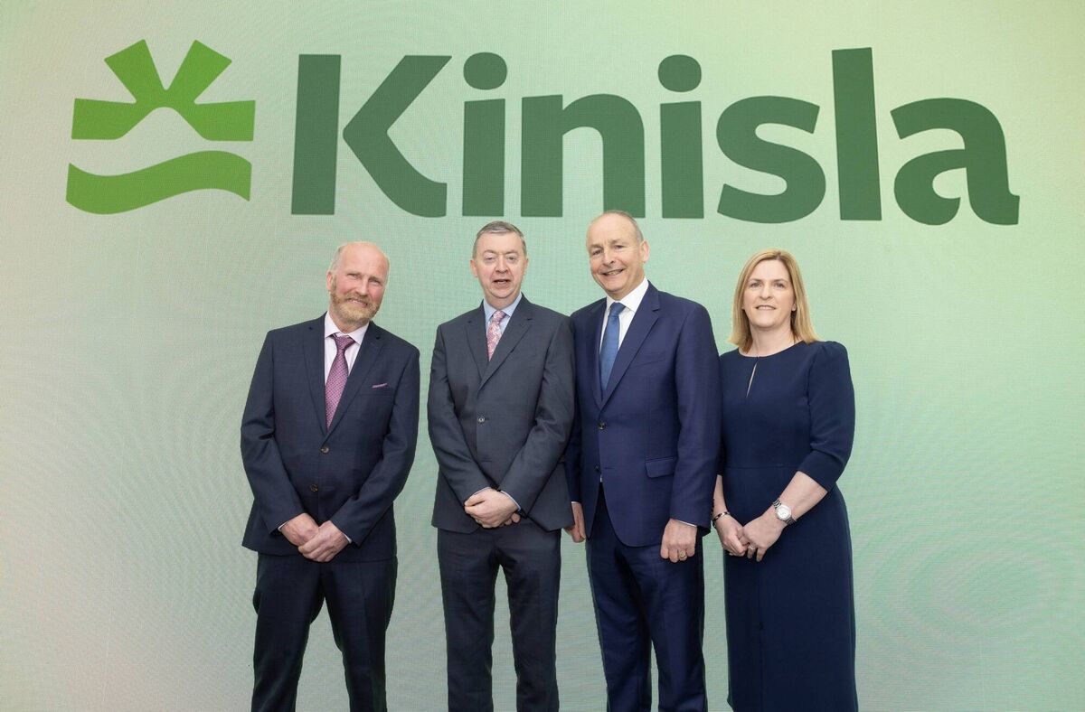 At the launch of the new corporate identity in Listowel, from left, James Tangney, chair of Kinisla; Pat Murphy CEO, Kinisla; An Taoiseach Micheál Martin; and Mary Buckley, communications director, Kinisla.