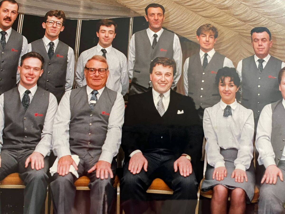 The CIE catering staff with the late John Connolly back row, far right - a photo suppled by Throwback Thursday reader Micheál Kenefick
