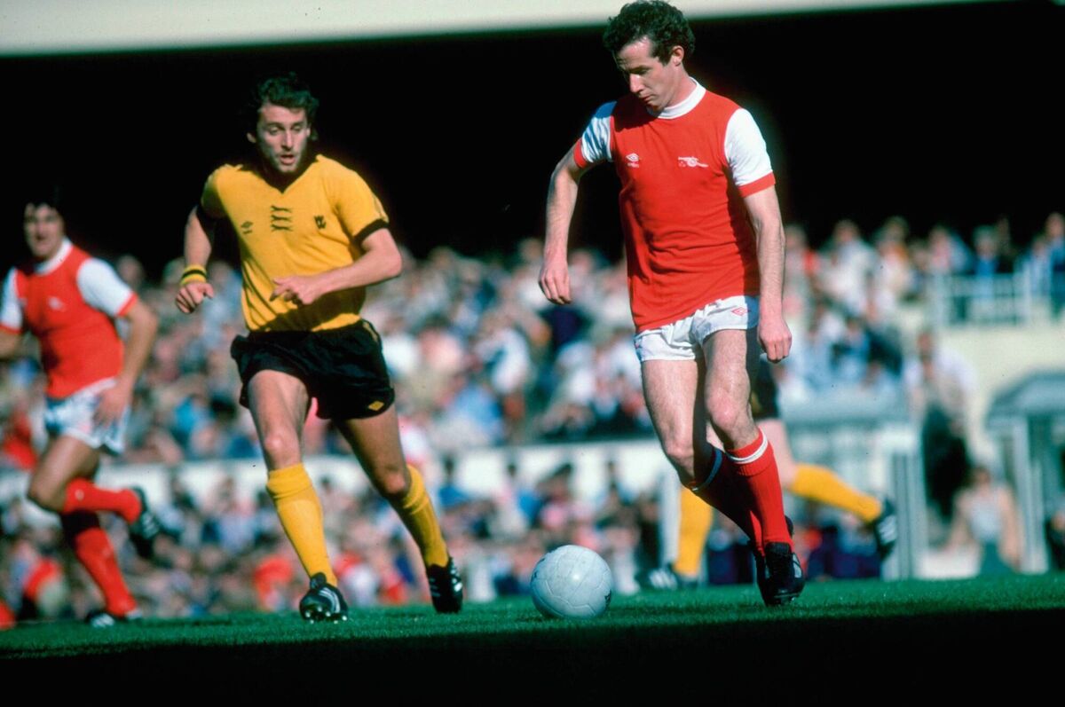 Liam Brady in action for Arsenal during a Football League Division One match against Wolverhampton Wanderers. Pic: Allsport UK /Allsport