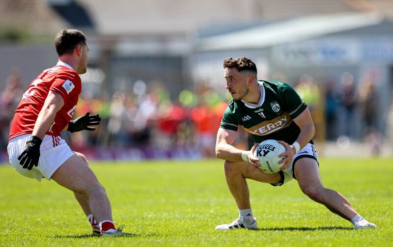 Kerry’s Paudie Clifford and Maurice Shanley of Cork. Picture: INPHO/Ryan Byrne