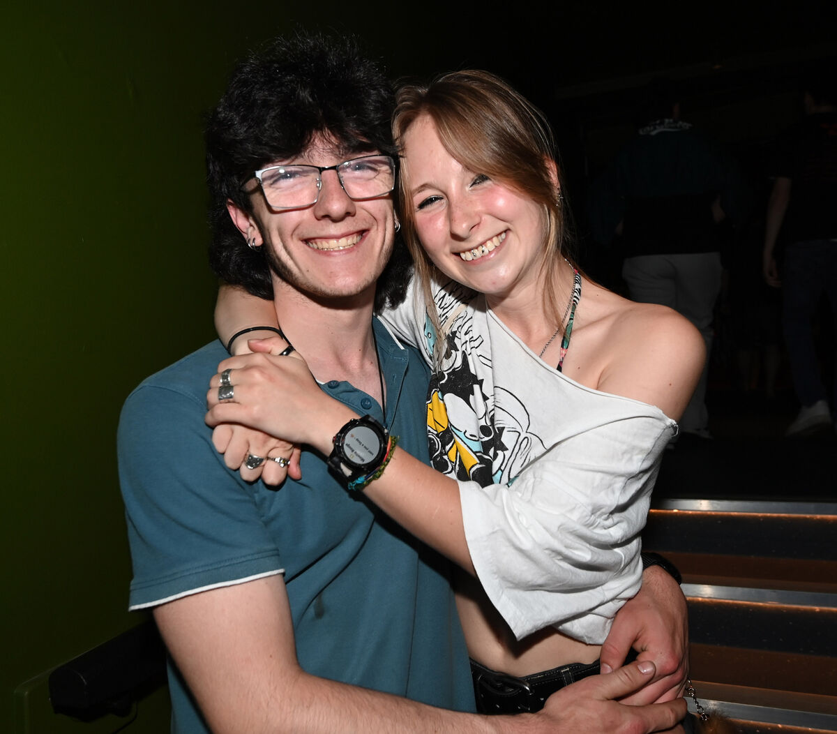  26th May 2026 Sandra Sanoillenko and Daithí Broderick at the Kneecap concert to launch their new album Fenian at The Savoy, Cork. Picture: Eddie O'Hare