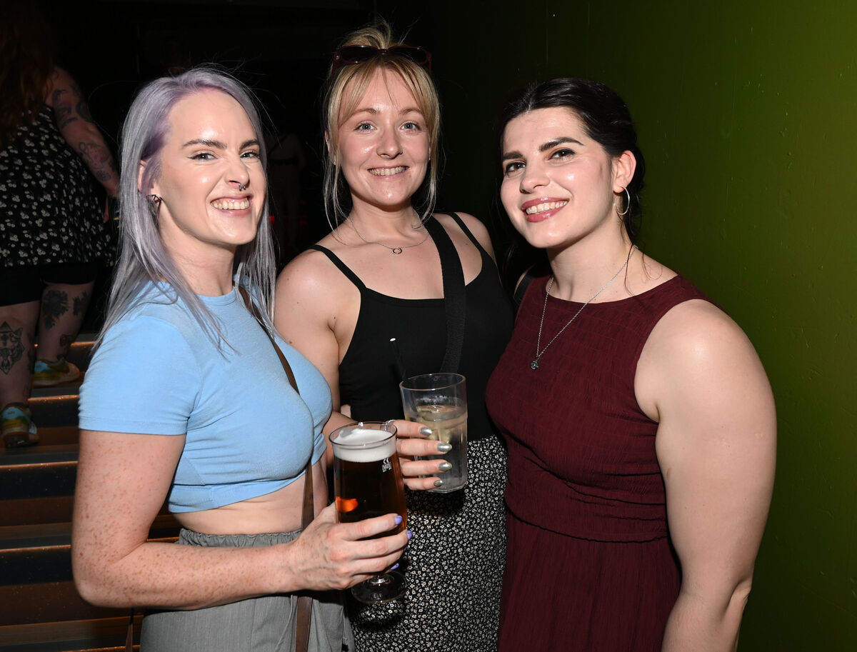  26th May 2026 Sara Dennehy, Sarah O'Callaghan and Leah Aftab at the Kneecap concert to launch their new album Fenian at The Savoy, Cork. Picture; Eddie O'Hare