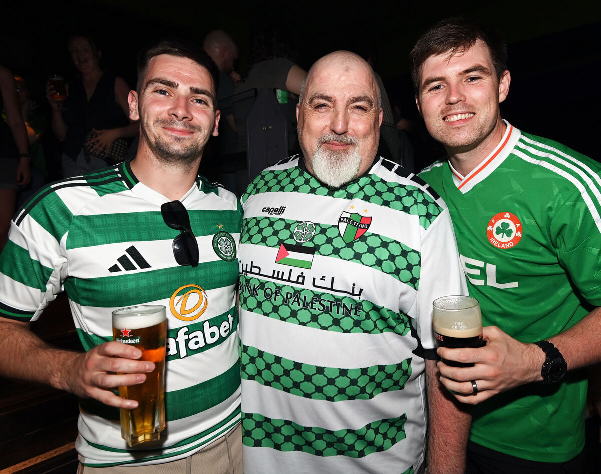 Séamas Ó Géibheannaigh with Lorcán Ó Géibheannaigh and Lil 'Ráiní Ó Géibheannaigh at the Kneecap concert to launch their new album 'Fenian' at The Savoy, Cork. Picture: Eddie O'Hare