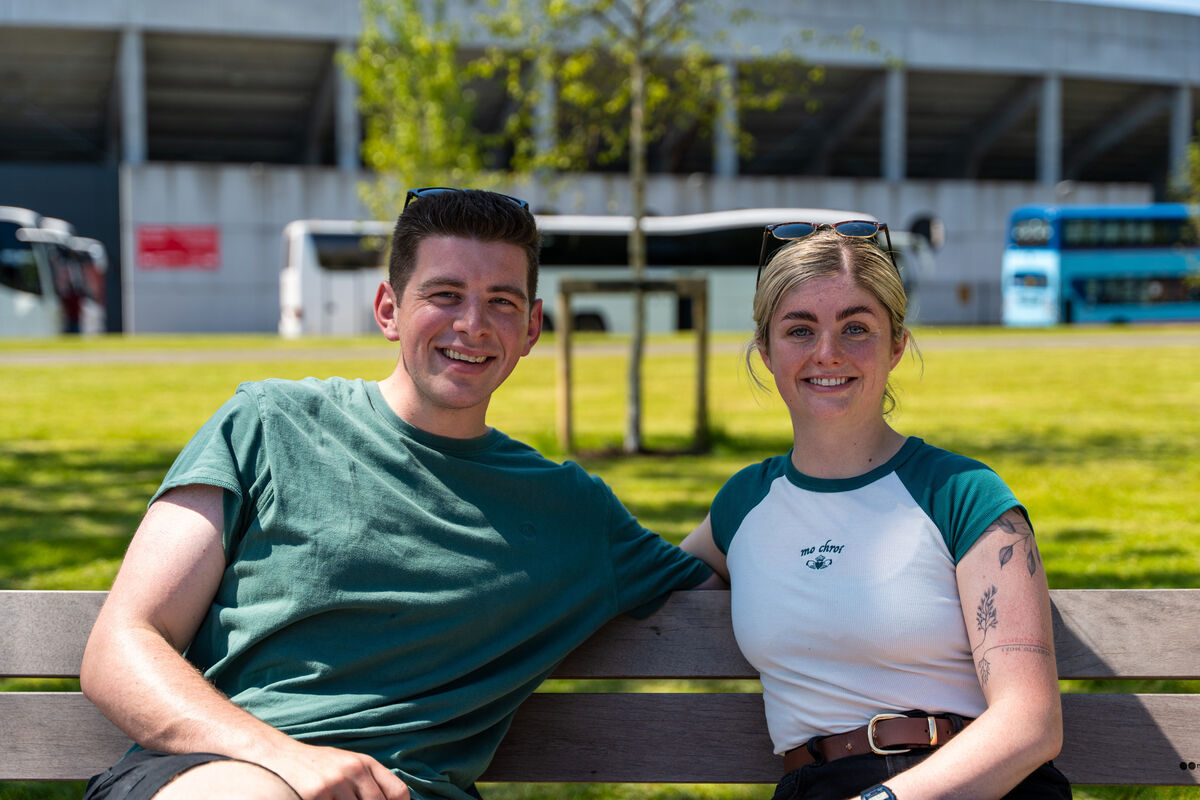 Paramedics from the Ambulance Service enjoying some sunshine before work, John Walshe and Sarah O’Neill. Picture: Noel Sweeney.