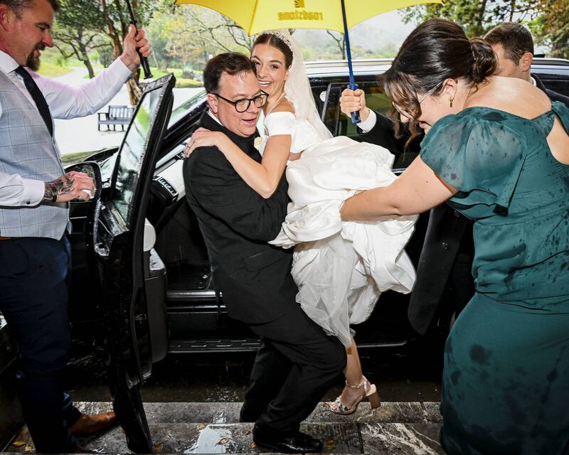 Bride Elisabeth Villa arrives at the church. Pictures: John Sexton Photography 