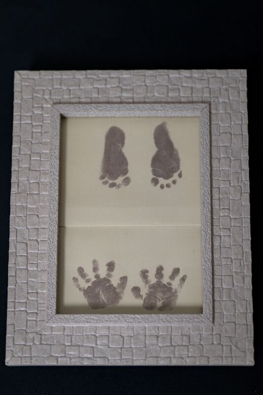 The imprints of Alma’s hands and feet, treasured keepsakes from the short time Daniela Gomez and Daniel Brenes shared with her following her birth in January. Picture: Chani Anderson
