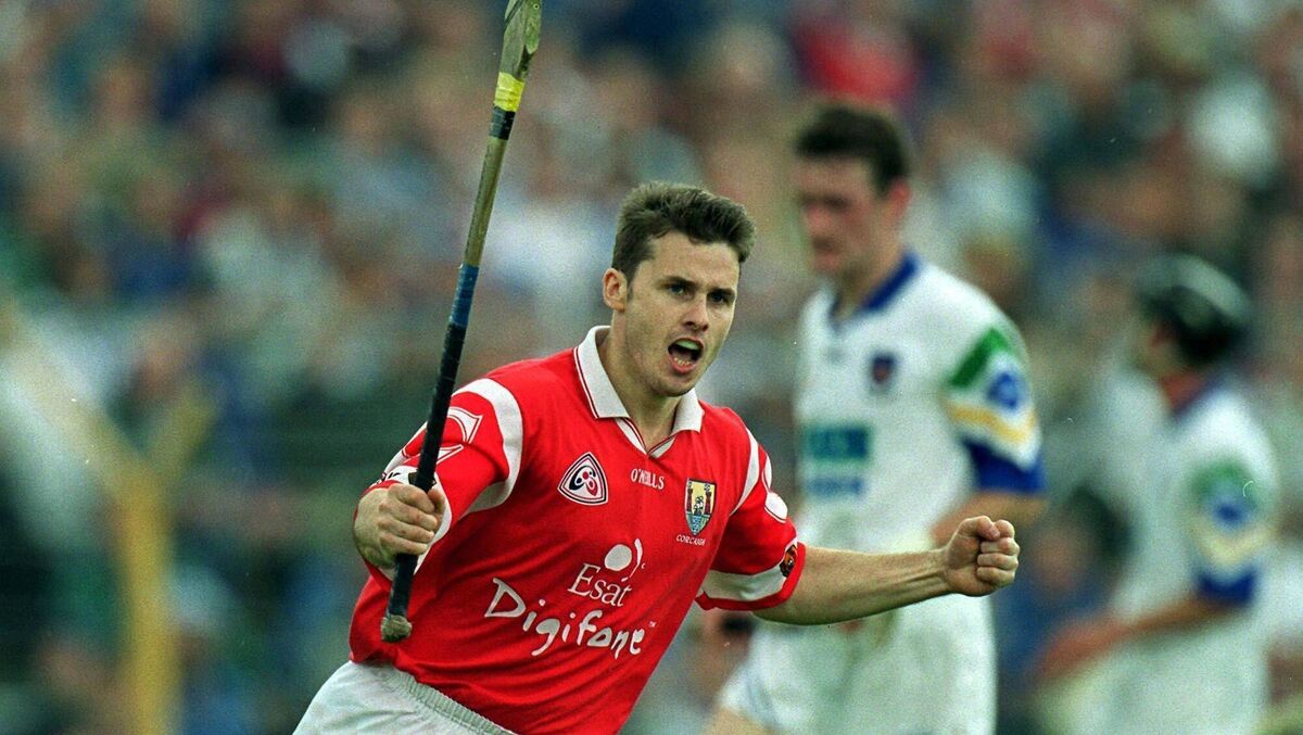 Kevin Murray of Cork celebrates a late point against Waterford in 1999. Picture: Ray McManus/Sportsfile
