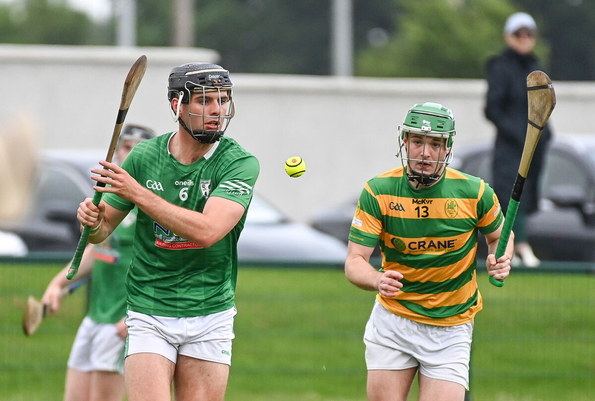  Killeagh's Ben Walsh clears his lines as Blackrock's Peter Linehan closes in. Picture: David Keane