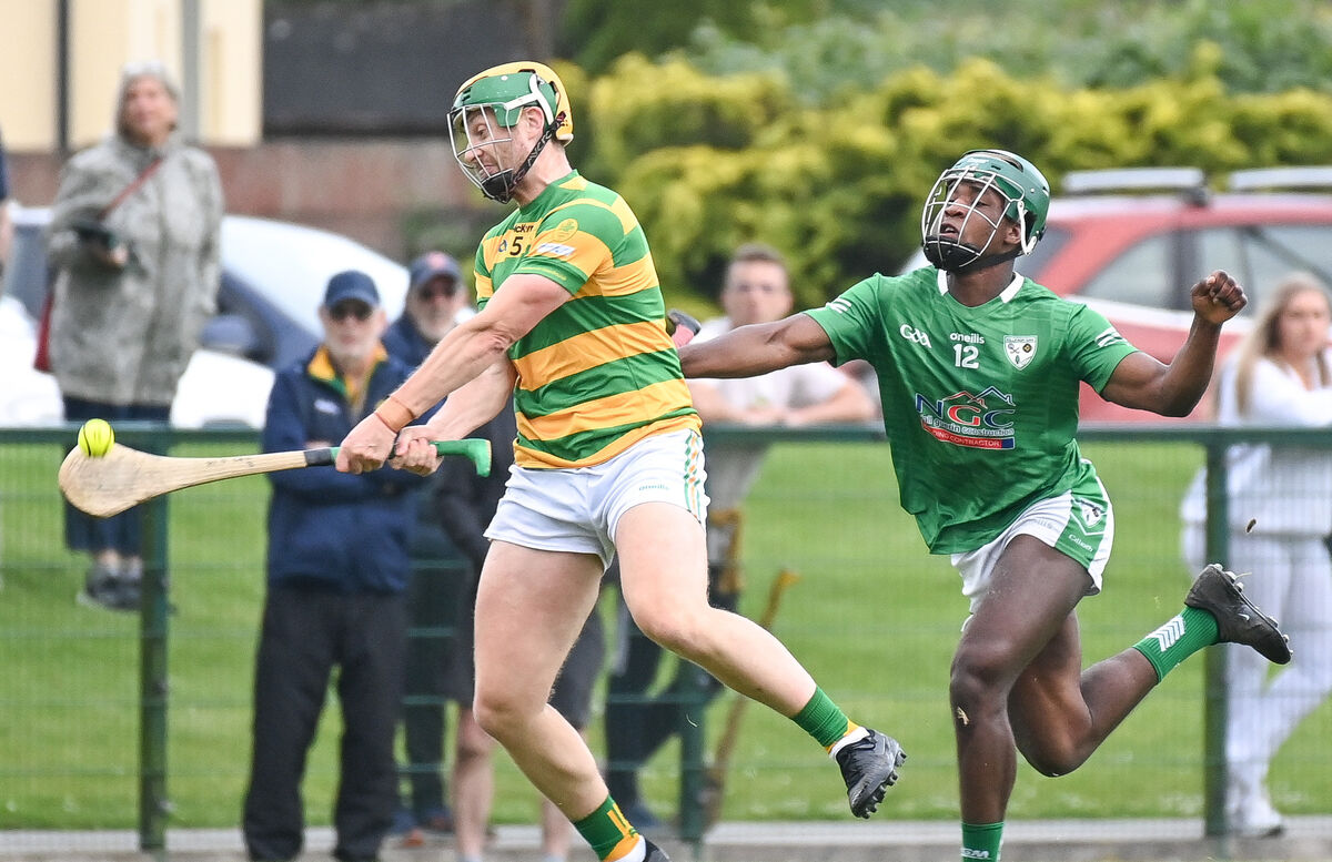  Blackrock's Alan O'Callaghan shoots under pressure from Killeagh's John Ogbebor. Picture: David Keane