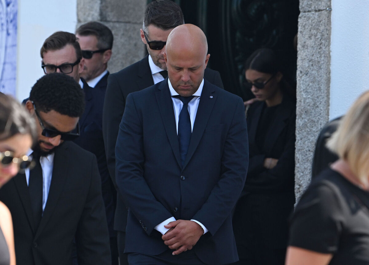 Arne Slot leaves the funeral of Diogo Jota and Andre Silva being held at Igreja Matriz de Gondomar in the town of Gondomar near Porto. Picture: PA Wire.