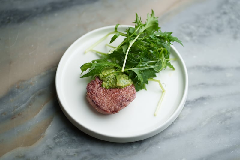 Ox tongue, green sauce and mizuna at Mongoose on Thomas street. Photograph: Fran Veale