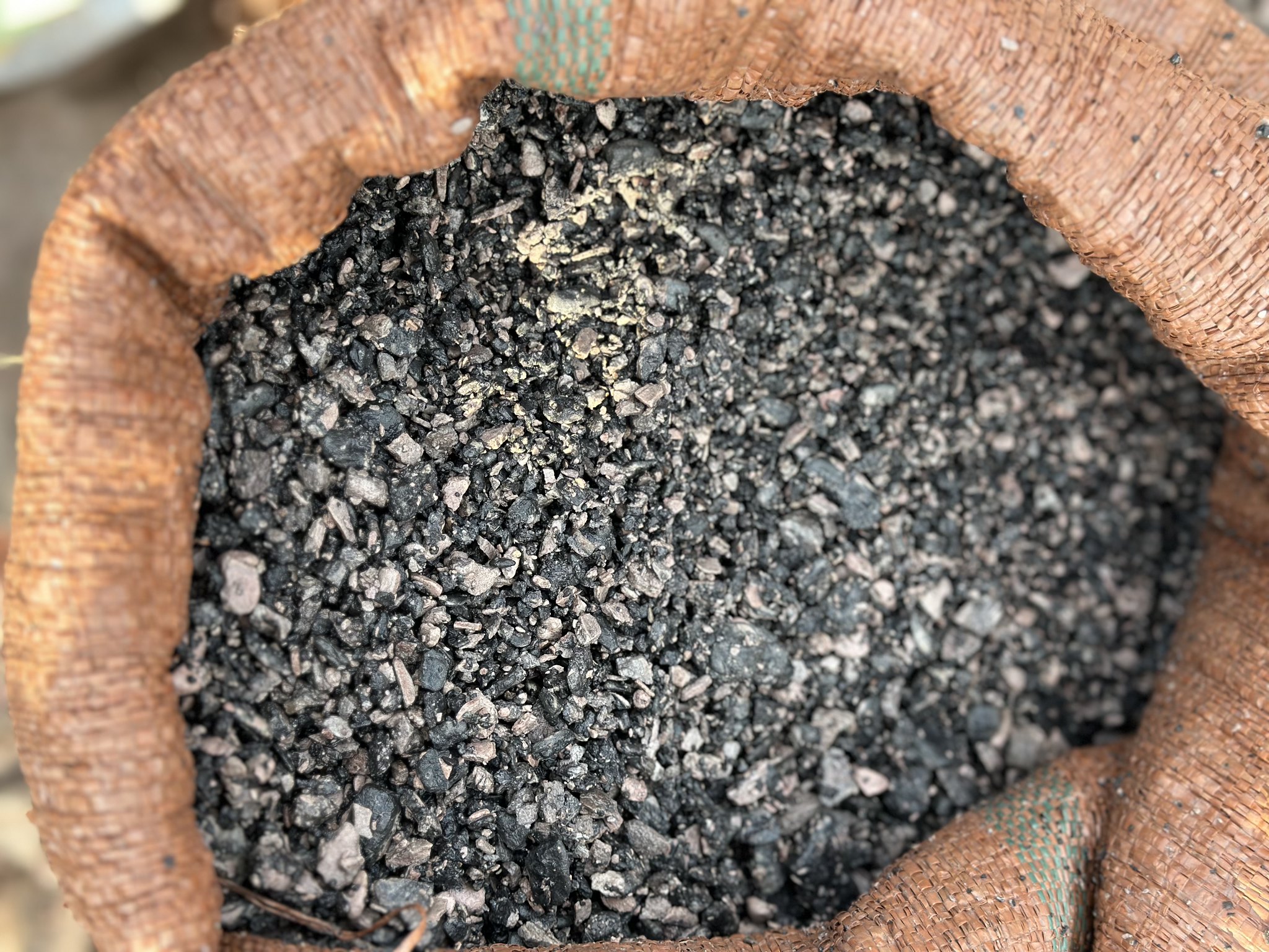 A bag of washed cobalt ore from an artisanal mining site in the Democratic Republic of Congo in 2023. Image by Electronics Watch via Flickr (CC BY-NC 2.0).