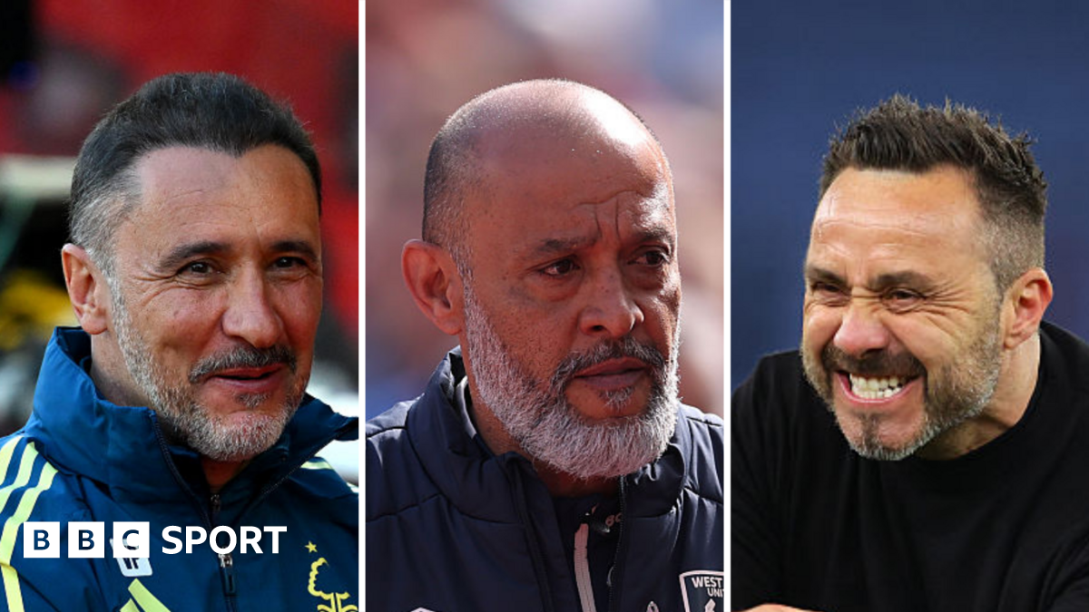 A composite image of Nottingham Forest manager Vitor Pereira, West Ham boss Nuno Espirito Santo and Spurs manager Roberto de Zerbi