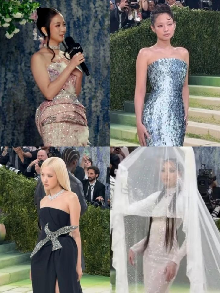 From top left, clockwise, Jisoo, Jennie, Lisa and Rosé / Captured from Vogue's official channel