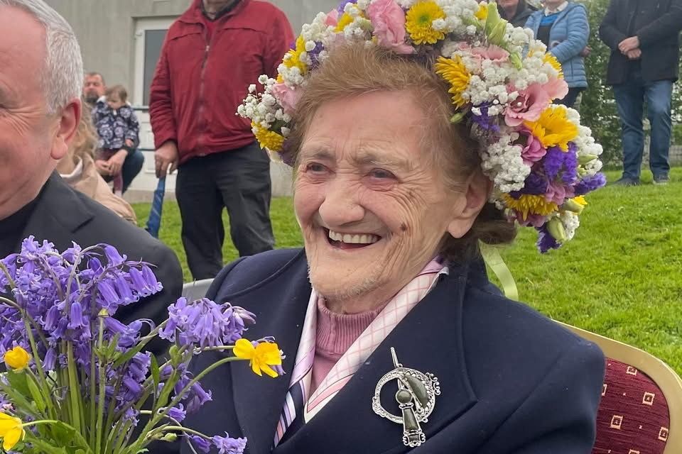 Dote O'Neill from Castledockrell was thrilled to be crowned the May Bush Queen in Ballindaggin.