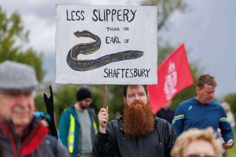 One of the signs at the demonstration. Photograph: Liam McBurney/PA Wire