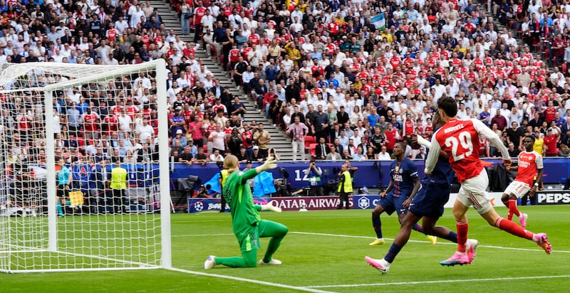 Arsenal's Kai Havertz scores the opening goal of the game. Photograph: Nick Potts/PA Wire