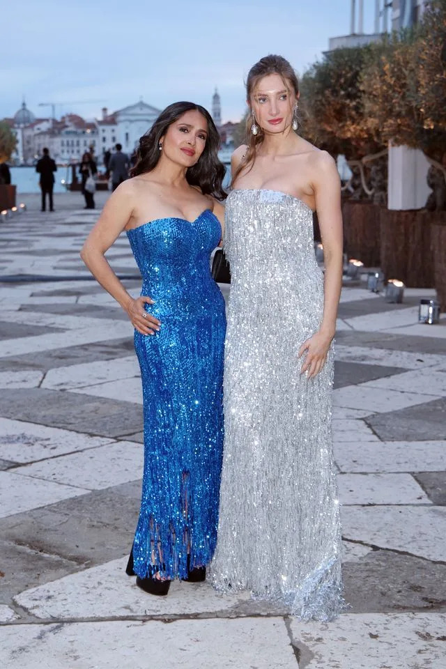 Salma Hayek and Mathilde Pinault in Venice on April 17, 2024.Credit: Getty