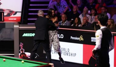 World Snooker Championship final: Female spectator physically ejected at a fractious Crucible as Wu Yize takes three-frame lead into Monday