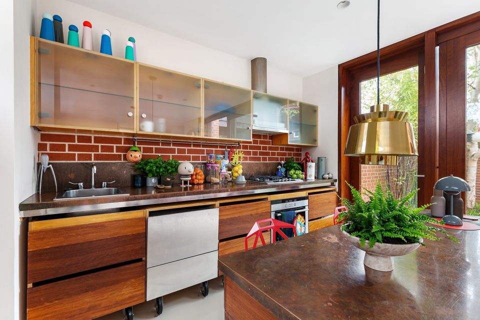 The plywood and iroko kitchen at Zero David Road