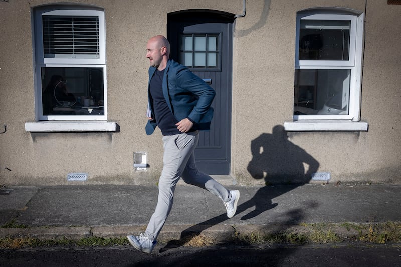 Daniel Ennis canvassing in Stoneybatter ahead of the Dublin Central byelection. Photograph: Tom Honan