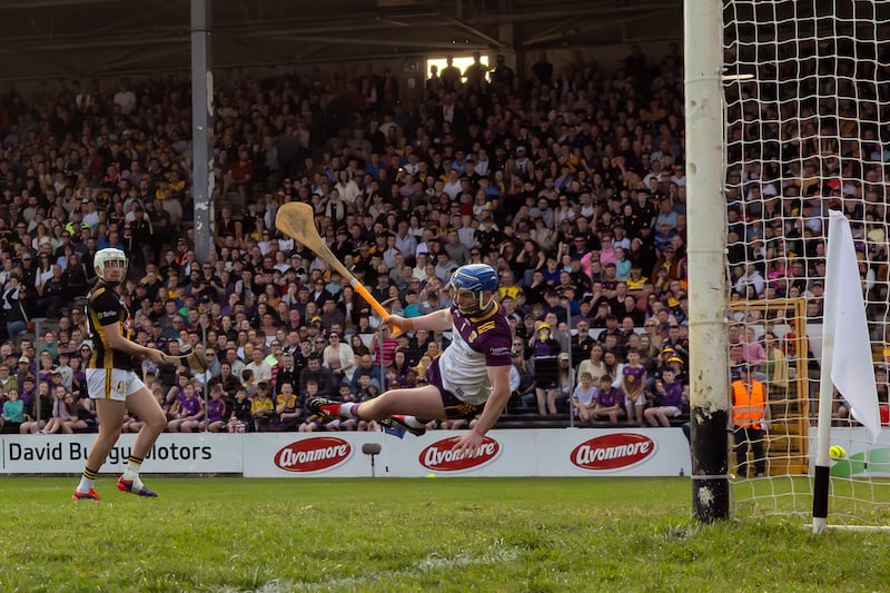 Cian Kenny scoring a goal for Kilkenny against Wexford in April. Photograph: Morgan Treacy/Inpho