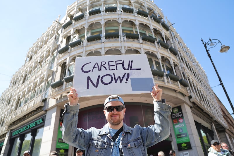 Stephen Murphy demonstrating outside St Stephen's Green shoping centre on Saturday. Photograph: Bryan O’Brien