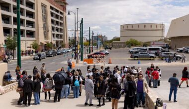 A long line of people was still waiting to get into the stadium at about 8 p.m. on Saturday, May 2, including Amanda Gonzales, who said she had been waiting more than two hours.