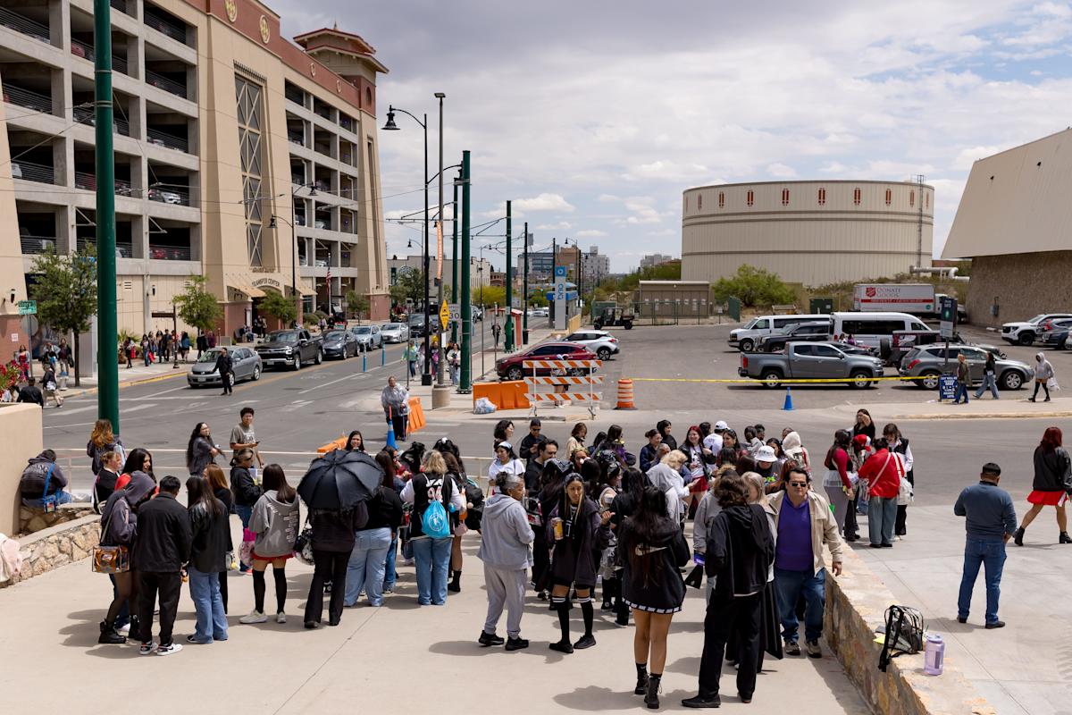 A long line of people was still waiting to get into the stadium at about 8 p.m. on Saturday, May 2, including Amanda Gonzales, who said she had been waiting more than two hours.
