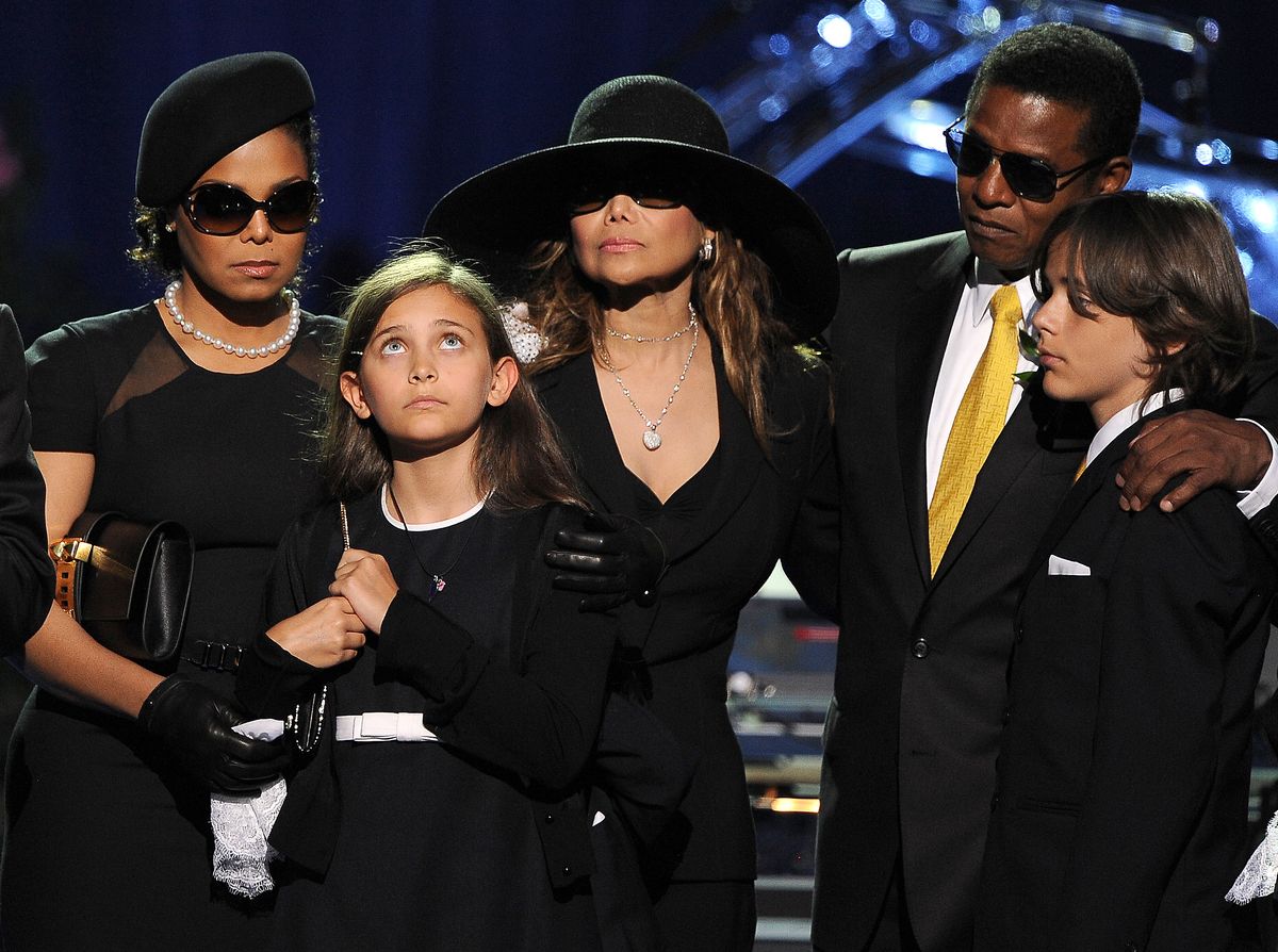 Janet Jackson, Paris, LaToya Jackson, Jermaine Jackson and Prince Michael I attend a memorial service for the "King of Pop" 2009