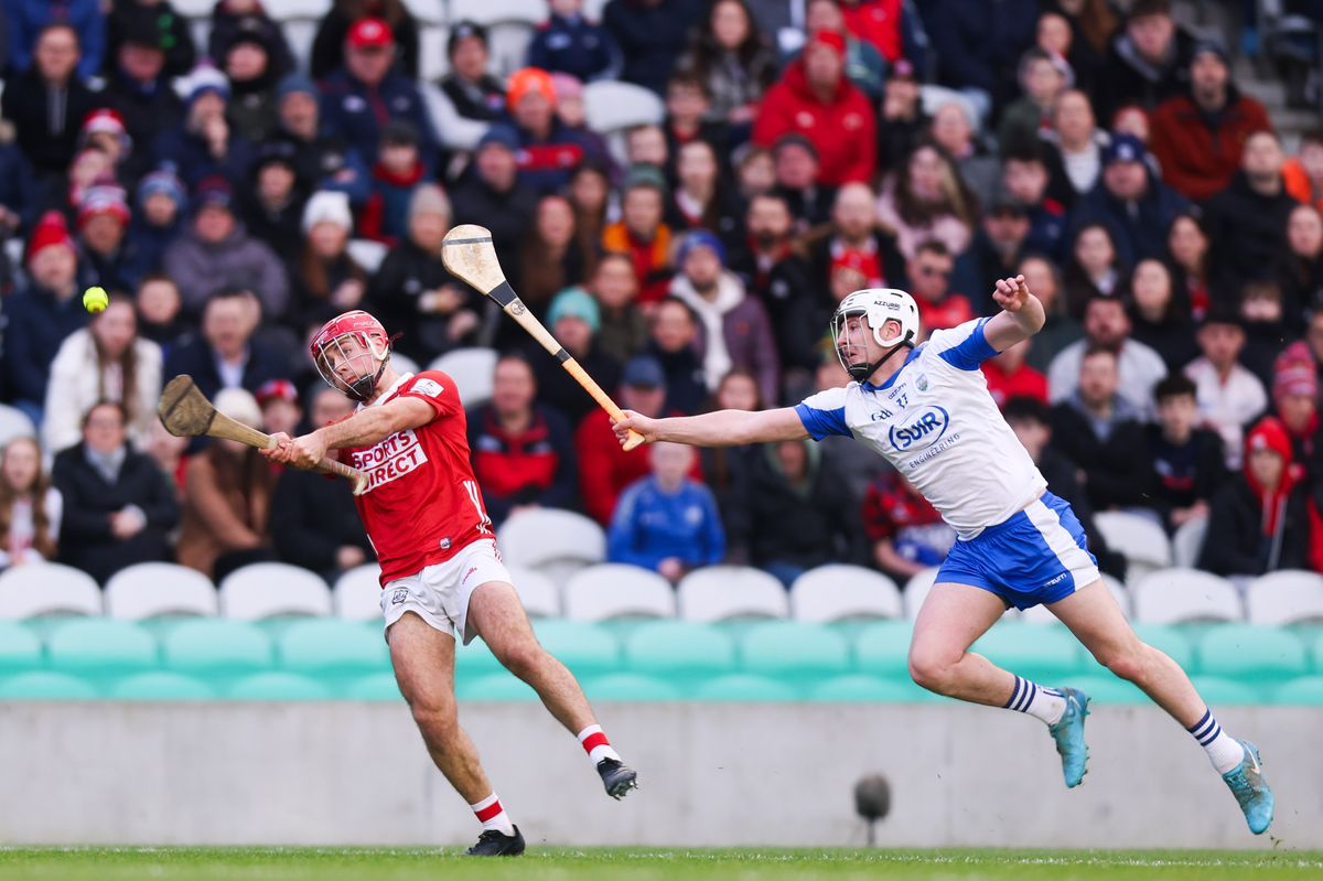 Cork's William Buckley and Shane Bennett of Waterford during January's League clash in SuperValu Páirc Uí Chaoimh