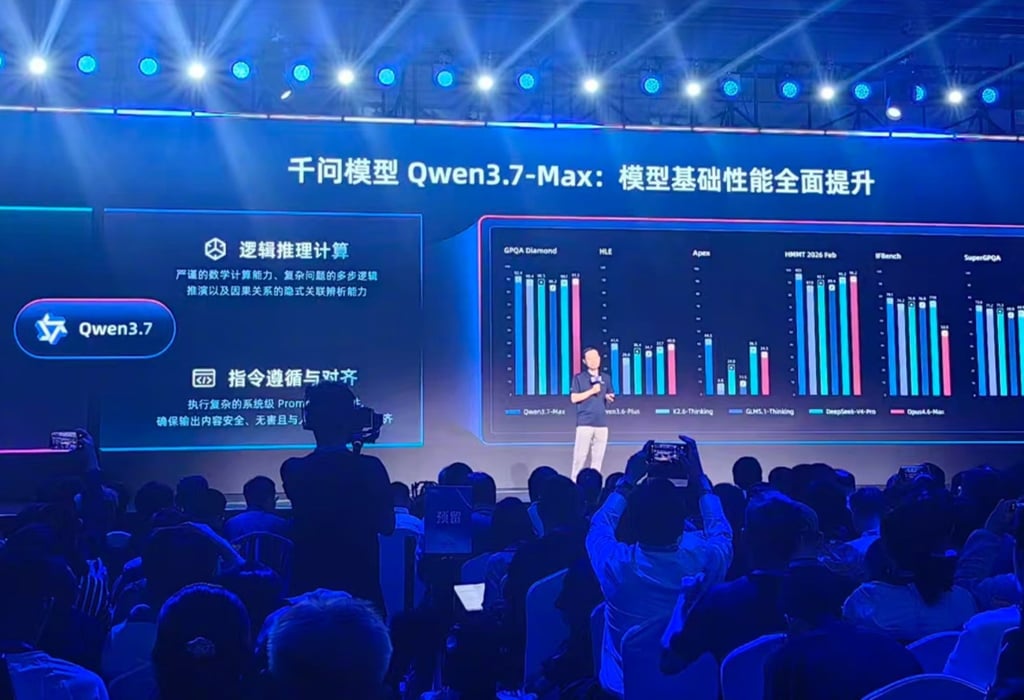 The launch event for Alibaba’s Qwen3.7-Max model. Photo: Handout