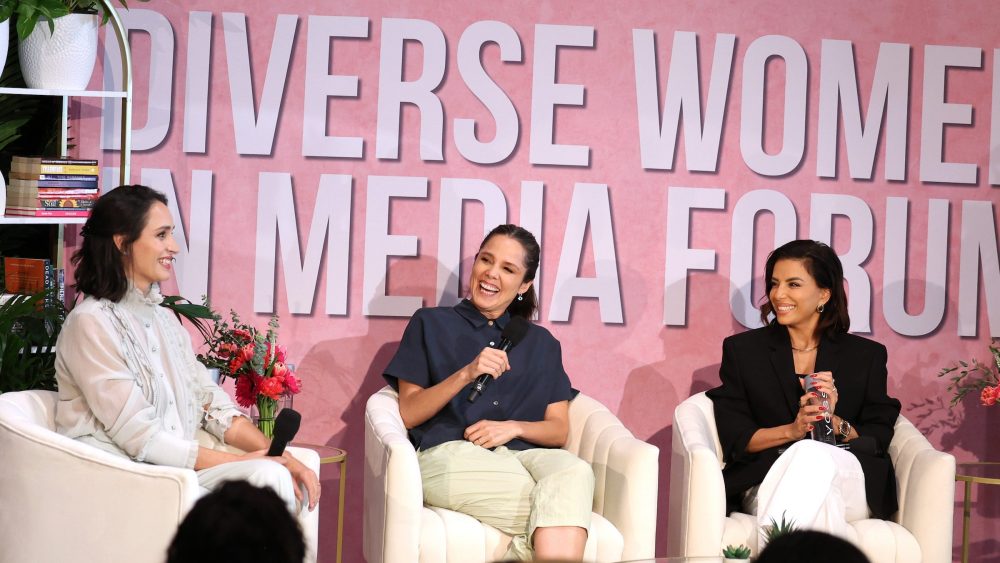 Fernanda Urrejola, Francisca Alegría and Eva Longoria at NALIP Diverse Women In Media Forum 2026 at W Hollywood on May 1, 2026 in Hollywood, California. (Photo by Anna Webber/NALIP)